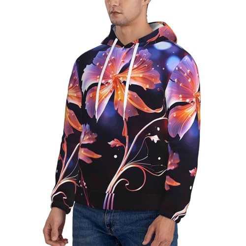 Men's Fleece Pullover Hoodie Long Sleeve Hooded Cool Decorative FLowers Sweatshirt Casual Shirts With Pockets3