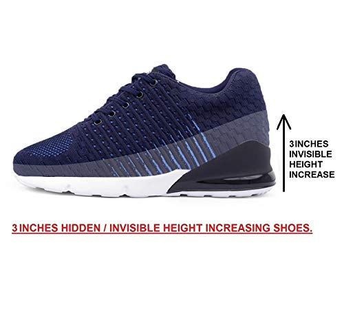 Image of Men's 3 Inch Hidden Height Increasing /Elevator Mesh Material Sports Running Casual Sneakers Lace-Up Shoe