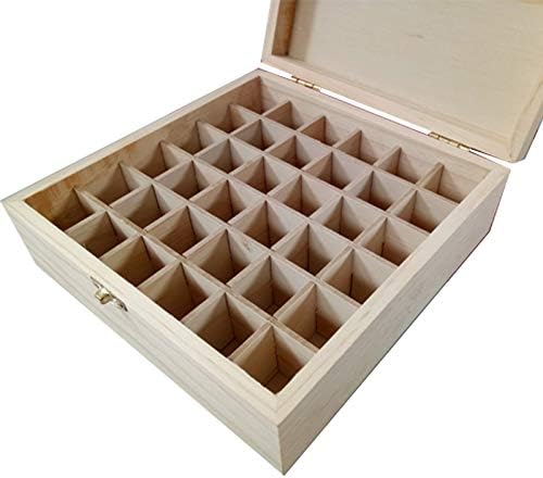 Essential Oils Wooden Storage Box-Oil Bottles Aromatherapy Organizer-Carry Organizer Essential Wooden Storage-Aromatherapy Oil Container-Lock Jewelry Treasure Case-Home Storage and Organiza (36 Hole)