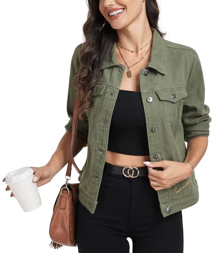 MISS MOLY Women's Denim Jacket Button Up Long Sleeve Basic Trendy...