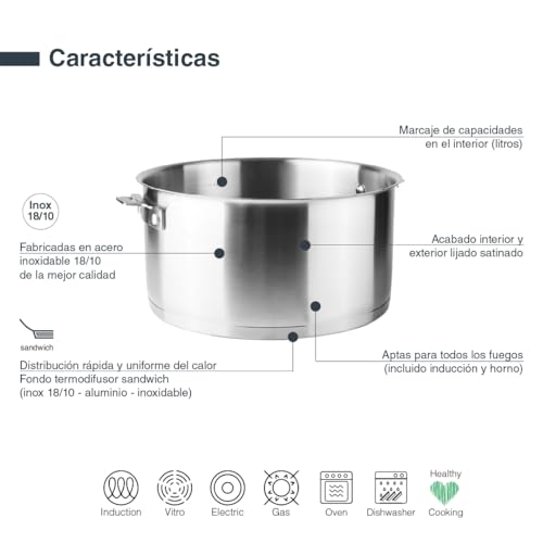Cacerola de 3L con fondo difusor Lacor 56620 que evita que la comida se pegue 4