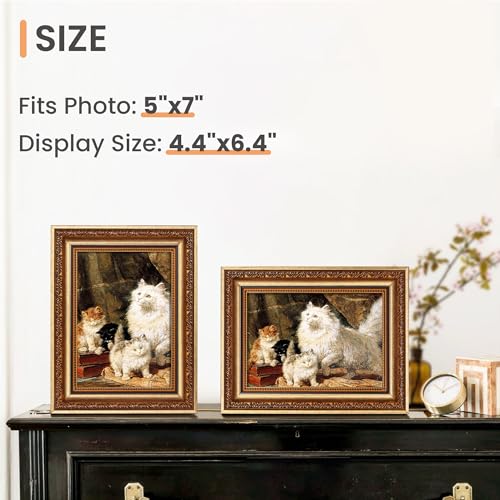 Image of upsimples Vintage 5x7 Picture Frame, Antique Bronze and Black Frames 2 Pack