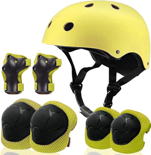 Kids Bike Helmet Set, Toddler Helmet for Ages 3-15 Boys Girls with Sports Protective Gear Set Knee Elbow Wrist Pads for Skateboard Cycling Scooter Rollerblading
