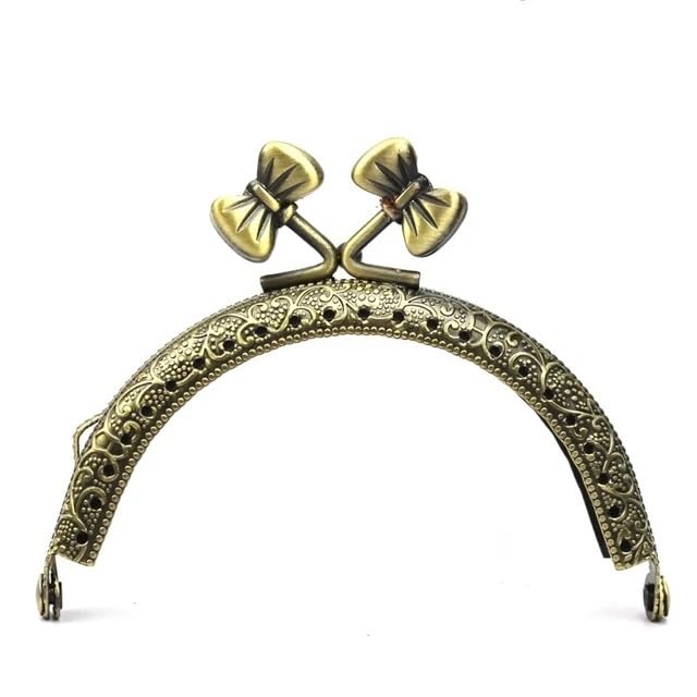 Fermoir sac à main métal argenté et bronze 8.5cm accessoire DIY