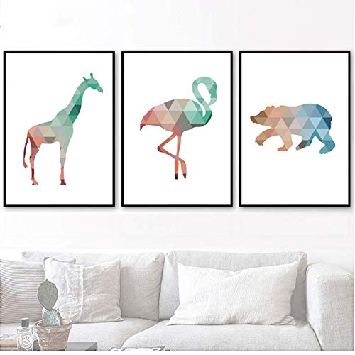 Peinture flamant rose géométrique pour sublimer votre décoration de salon contemporain