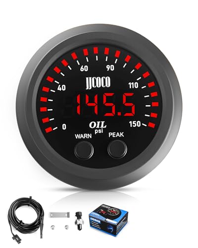 JJCOCO 150PSI Oil Pressure Gauge Kit with 1/8NPT Electronic Sensor & Mounting Bracket 12V/24V DC Press Gauge Meter for Car Truck Vehicle Automotive 2-1/16 52mm