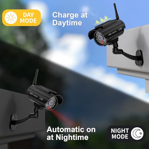 image for WALI Dummy Fake Camera, Solar Powered Fake Security Camera with LED Li