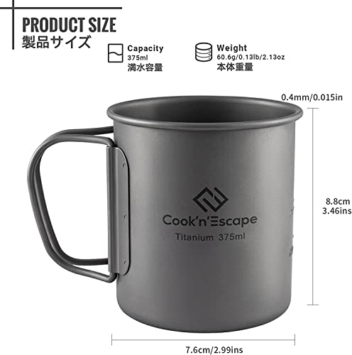 Image of COOK'N'ESCAPE Titanium Camping Pot, Camping Cookware Set, 2 in 1 Pots and Pans Set with Folding Handle, Ultralight Camping Frying Pan Open Over Fire Food Cooking for Outdoor Backpacking Hiking Picnic