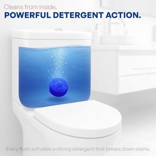 Image of Automatic Toilet Cleaner Tablets - Long Lasting Effervescent WC Bowl Cleaner for Commode Tank | Removes Limescale Stains, Deodorizer & Freshener (Pack of 10)