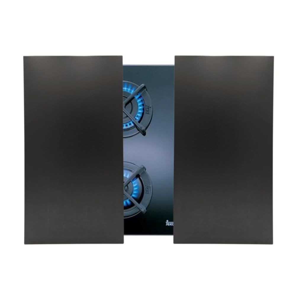 Protector de Encimera Universal en Acero Inoxidable Negro para Gas, Vitrocerámica, Induccion- Juego de 2 piezas Cubre Encimera gas, Cubre Vitroceramica 57x60x6 cm