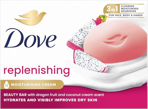 Dove jabón en pastilla Dragon Fruit para cara, cuerpo y manos, 90 g (Paquete de 5)