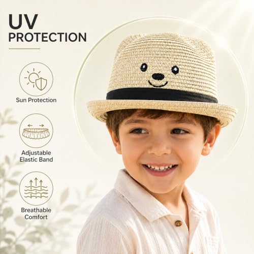Image of VRITRAZ Baby Boy's and Girl's Kids Children Cute Printed Cartoon Gift Summer Fancy Dress Straw Fasion Hat Cap 1