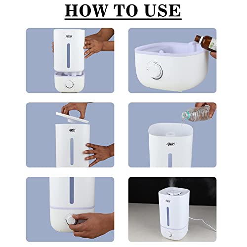 Image of Allin Exporters J2023 Ultrasonic Humidifier Cool Mist Air Purifier for Dryness, Cold & Cough Large Capacity for Room, Baby, Plants, Bedroom (1 Year Warranty) (4.3L)