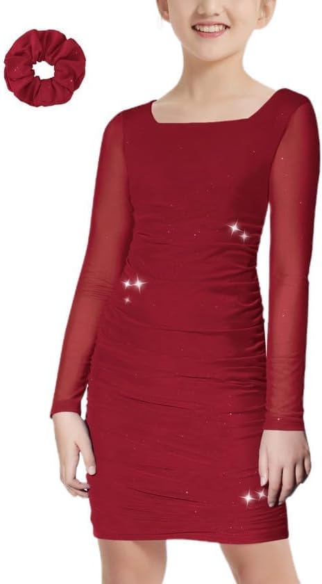 EXARUS Girls Formal Long Sleeve/Spaghetti Strap Dress Teen Party Dance Tween Juniors Tight Cute Bodycon Short Dresses - Image 2