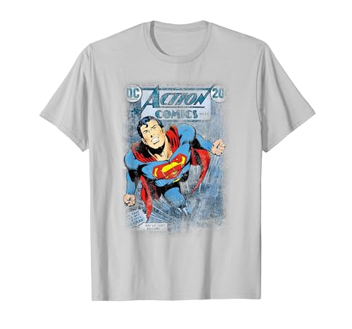 Superman Action #419 Distress Camiseta, Hombre, Plata, S