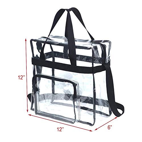 Clear Bag Stadium Approved,Stadium Security Travel & Gym Clear Tote Bags,12"x 6"x12" - Thumbnail 4
