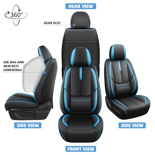 Image of ILMO Seat Covers for Chevy Silverado 1500 2007-2026 (Black&Blue,Front Set)