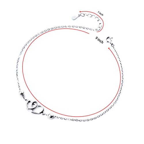 Daochong Heart Anklet For Women S925 Sterling Silver Adjustable Foot Ankle Bracelet Jewelry #TOP4