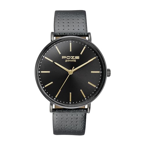 Sonata Poze Quartz Analog Black Dial Leather Strap Watch for Men-SP70025NL01W (B0CXDHPKTH) Amazon Price History, Amazon Price Tracker
