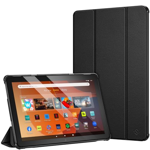 Fintie Slim Case for All-New Fire HD 10 Tablet (13th Generation, 2023 Release) - Trifold Lightweight Hard Shell Stand Cover with Auto Wake/Sleep, Black by FINTIE - Used condition - US$11.17