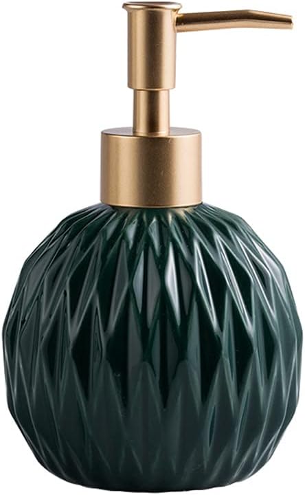 Soap Dispenser Soap Dispenser Kitchen Round Pump Bottle Modern Geometric Ceramic Lotion Dispenser for Bathroom Advanced Kitchen Soap Dispenser for Kitchen,Bathroom,Office (Green，White，Khaki)