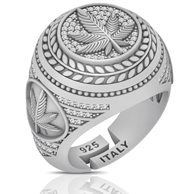 USDIAMONDKING Real Genuine Authentic Natural Diamond 0.47 Cwt. Weed Marijuana Cannabis Leaf Plant 14K Gold Finish Men's Custom Ring Band Limited Edition (Adjustable Size)