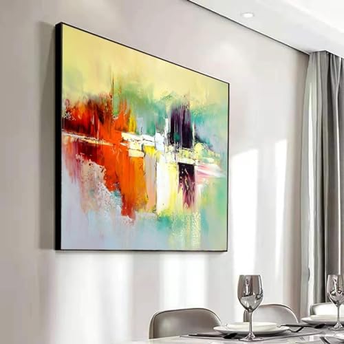 Pintura al óleo geométrica abstracta para decorar el salón con color moderno