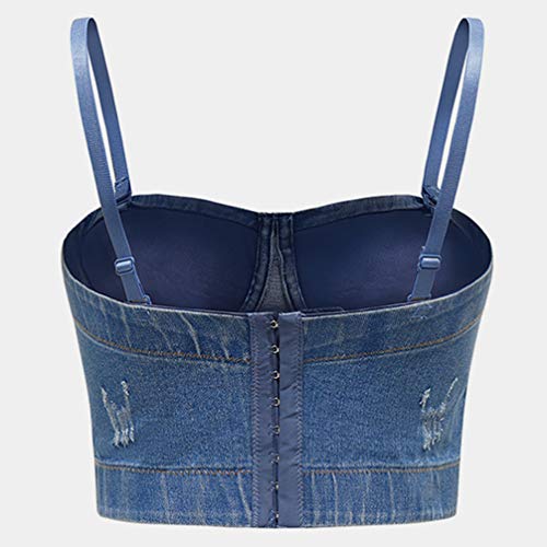 SOIMISS Top Feminino Jeans Bustier Cami Blusa Jeans Sling Colete Tops de Tubo Macio para Encontros F