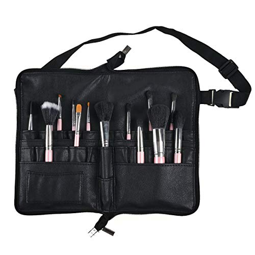 BestFire Professional Maquillaje Cepillo Bolsa Estuche Portátil 22 Bolsillos Portacepillos Cosmético Organizador con Artista Correa Correa Cuero PU (Cepillos No Incluidos)