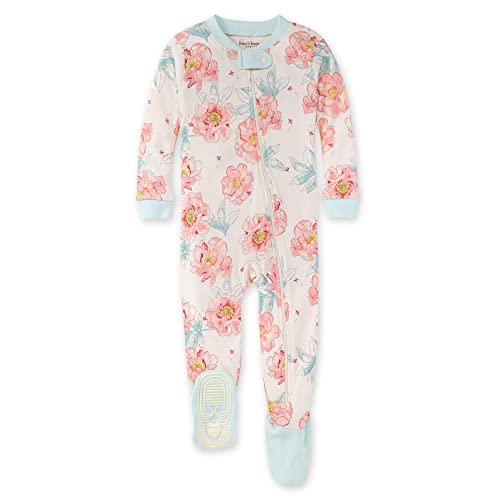 Image of Burt's Bees Baby Girls' Pajamas, Zip Front Non-slip Footed Pjs, 100% Organic Cotton and Toddler Sleepers