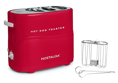 image for Nostalgia Retro Pop-Up Hot Dog Toaster, 2 Link and 2 Bun Capacity, Wit