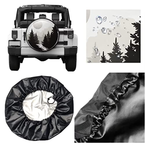 Image of Abstract Moon Spare Tire Cover Mountain Tree Waterproof Dust-Proof Universal Spare Wheel Tire Covers 14 Inch Fit for RV Trailer Truck Jeep Rv SUV Truck Camper Travel Trailer Accessories