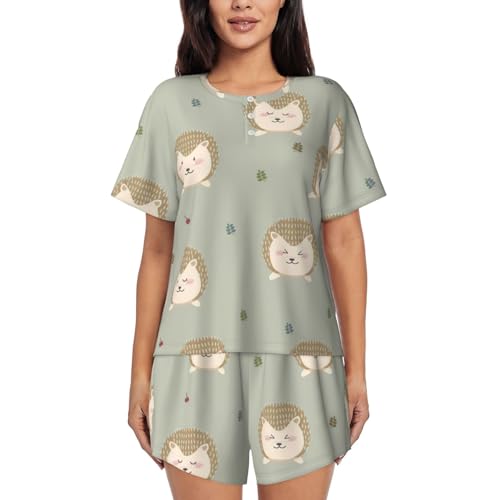 Pyjama court hérisson femme pour vos soirées d'été décontractées à la maison