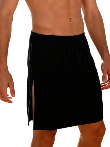 YOOJIA Short De Sport Homme Short D'Entraînement Homme Sarong Pareo De Plage pour L'Été Yoga Date Nuit Soirée Thème Sport pour Hommes Noir L