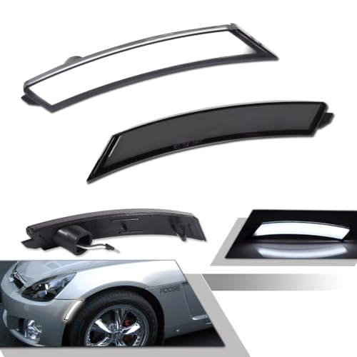 GTINTHEBOX Smoked Lens White LED Front Side Marker Lamps Compatible with 2006-2010 Pontiac Solstice,2007-2010 Saturn Sky