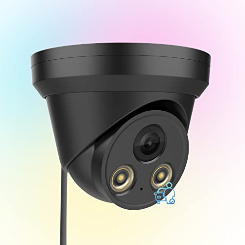 PANOEAGLE 4K 8MP Full Color Security PoE IP Camera Outdoor Turret Black,Built-in Mic,Human Vehicle Detection,98ft Color Night Vision,2.8mm Lens,IP67 Waterproof (Compatible for Hikvision)