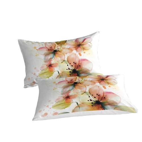 Housse de couette respirante 3D fleurs parure microfibre douce - 3