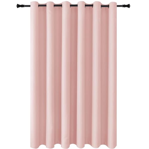 Image of DWCN Blackout Curtain Panel for Bedroom - Thermal Insulated Energy Saving Grommet Blackout Drapery for Patio Door, Room Divider Big Long Curtain，Blush Pink, W100 by L84, 1 PC