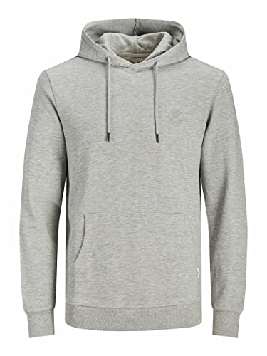 Jack & Jones mens Jjebasic Logo Sweat Hood Noos Hooded sweatshirt, Light Grey Melange, S