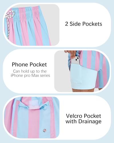 American Trends Mens Swim Trunks with Compression Liner 5 inch Bathing Suits Swimming Swimwear Quick Dry Borad Shorts M-2XL4