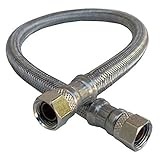 LASCO 10-0976 Water Supply Flex, Stainless Steel Braided With Poly Inner Core, 3/8-Inch Female Compression X 3/8-Inch Female Compression X 20-Inch