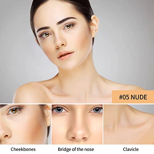 2022 Upgrade Cream Contour Stick With Built-In Brush,3 In 1 Concealer Bronzer Foundation Stick,Face Brightens Shades Contour Pen,Travel-Friendly Waterproof Longwear Face Body Contouring Makeup,Nude #TOP6