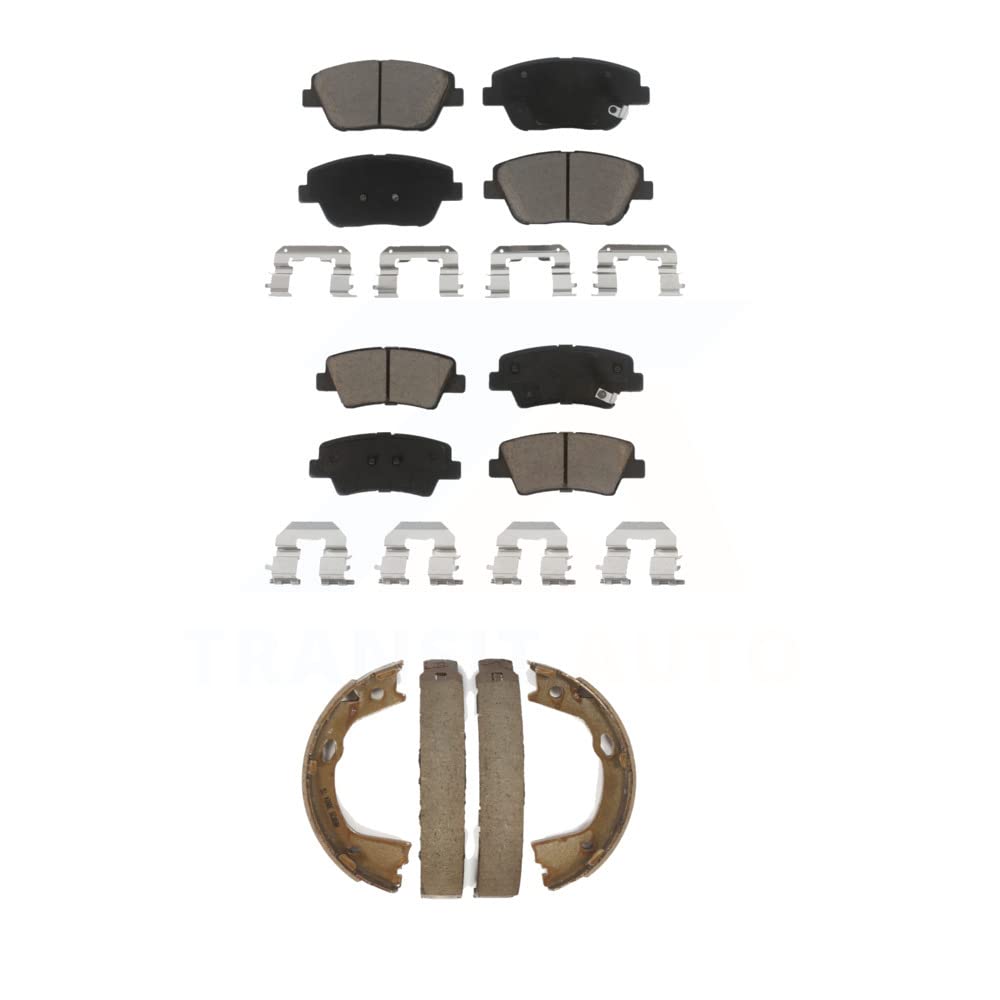 Transit Auto Front Rear Ceramic Brake Pads And Parking Shoes Kit Replacement For Hyundai Sonata Kia Optima KCN-100258