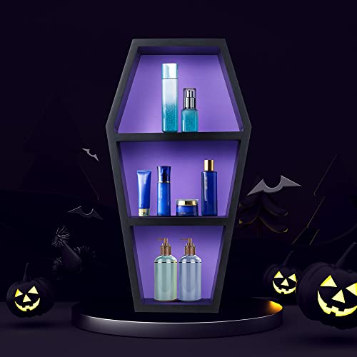 Gothic Life Coffin Shelf - Spooky Wooden Goth Decor For Home, Black Hanging Wooden Shelf For Wall Or Table Top, Witchy Room Decor For Oddities And Curiosities, (Coffin Shelf With 6 Style Background) #TOP1
