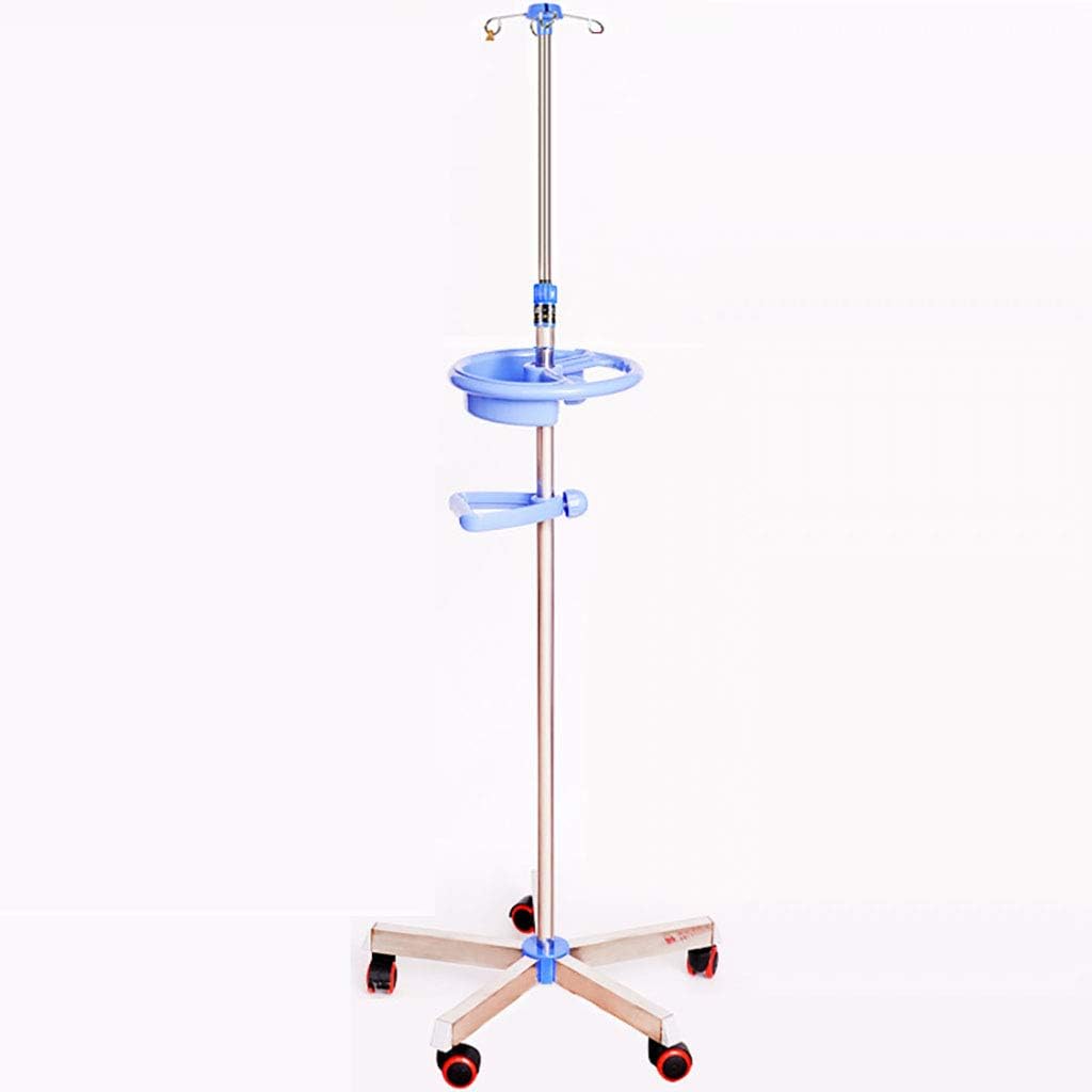 IV Pole with Wheels Medical Intravenous Stand 4 Hook 5 Casters Height