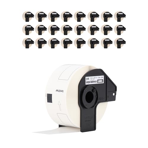 Image of Brother Genuine DK-120824PK Die-Cut Large Address Labels, 1.4 inch x 3.5 inch, Long Lasting Reliability, Paper Labels, 400 Labels per Roll, 24 Rolls per Box, White