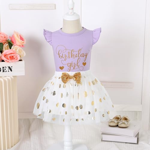 Image of LYSMuch Girls Birthday Outfit Birthday Girls Shirt Princess Tutu Tulle Skirt