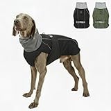 PlentiVive Reflective High Neck Dog Coat with Built-in Harness, Waterproof Fleece Lined Winter Jacket, Windproof Pet Vest for Cold Weather for Small Medium Large Dogs (Black, Large)