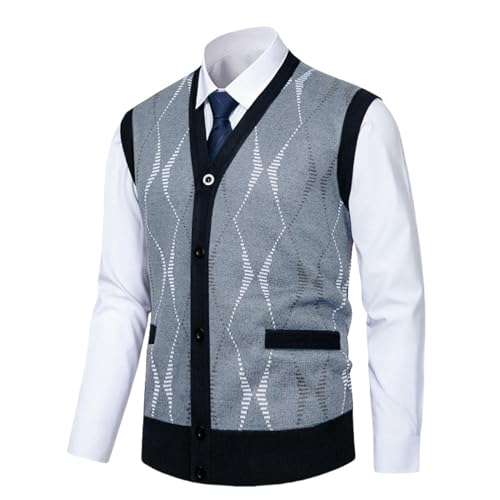 Gilet cardigan sans manches col en V homme en maille premium automne