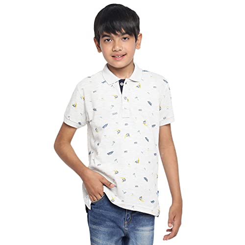 Image of Li'l Tomatoes Boys Cotton Pique Polo T-Shirt | Printed Half Sleeve Casual Summer Wear | Soft & Breathable Fabric | 7-16 Years